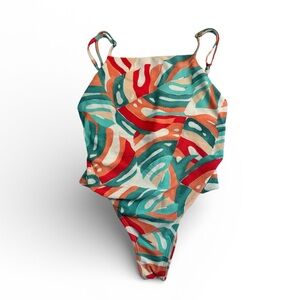 Bossa Nossa Tropical Monstera Leaf One Piece Swimsuit Medium